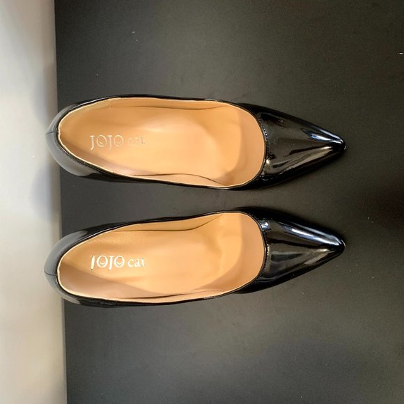 Shiny Black Red Bottom Stiletto Heels - Picture 5 of 10